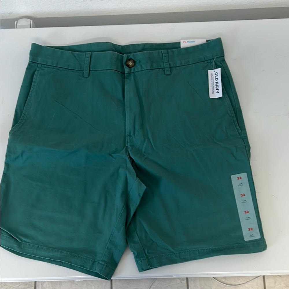 Old Navy Green Flat Front Shorts